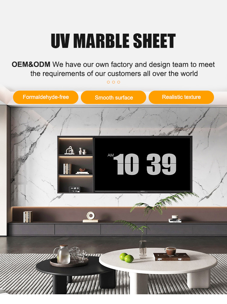 High Glossy Fireproof Pvc Imitation Marble Look Wall Panels Uv Marble ...