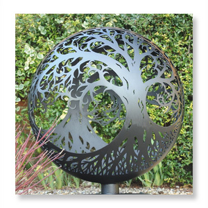 Steel Ball Metal Crafts Laser Cutting Ball Outdoor Sculpture with LED Light,corten steel crafts