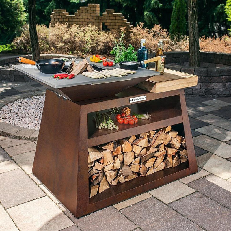 Customize Bbq Accessory Charcoal Baking Pizza Oven  Corten steel Fire pit Barbecue Grill