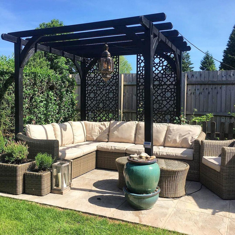 Corten Steel Framed Pergola Gazebo Outdoor 3x4 Privacy Screen Pergola