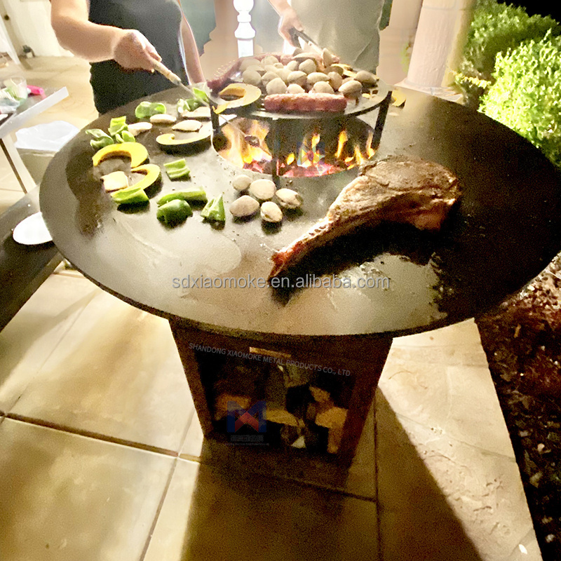 corten steel BBQ grills fire pit  outdoor BBQ heavy duty log burning charcoal barbecue grills with wheels outdoor kitchen