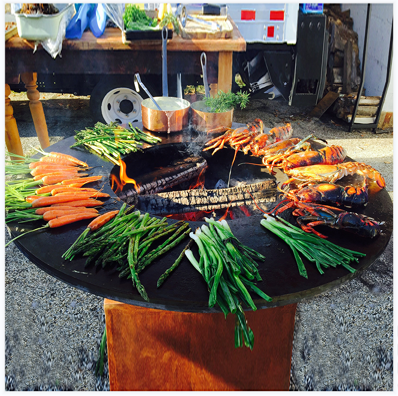 corten steel BBQ grills fire pit  outdoor BBQ heavy duty log burning charcoal barbecue grills with wheels outdoor kitchen