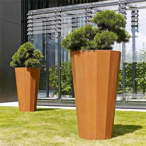 Large Outdoor Corten Steel Flower Pot Stainless Steel Flower Planter Pot