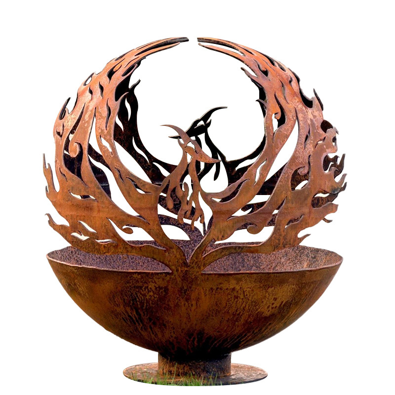 30/40/50 inches outdoor brazier bonfire fireplace patio  camping Wood Burning charcoal Corten Steel spherical Fire pits