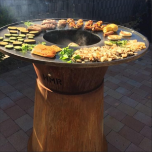 Outdoor Wood burning charcoal babecue grill Corten steel Fire pit table