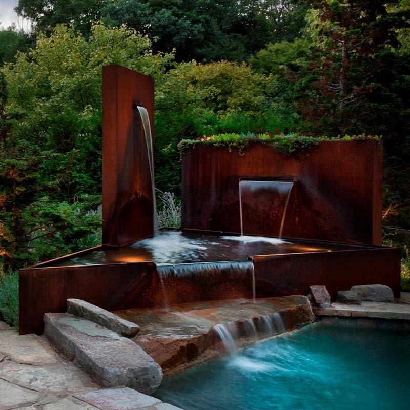 Modern Corten Steel Garden Pond Water Feature Wall Fountain ,Corten Steel Water Feature