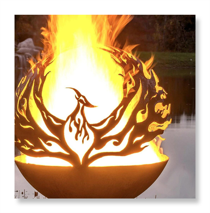 30/40/50 inches outdoor brazier bonfire fireplace patio  camping Wood Burning charcoal Corten Steel spherical Fire pits