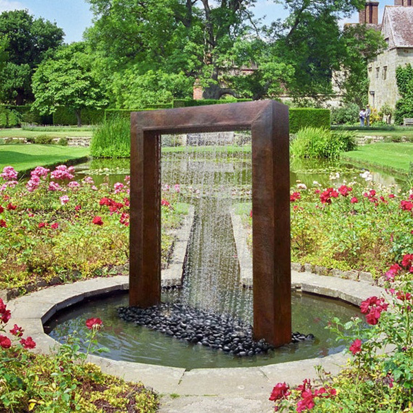 Art corten Steel Pool Custom Rain Curtain and Waterfall  wall fountain Outdoor