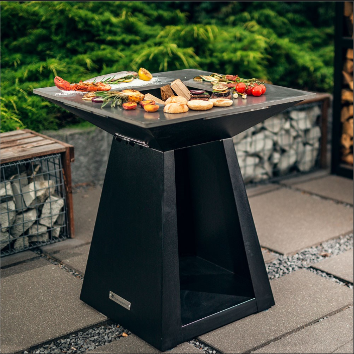 Outdoor Wood burning charcoal babecue grill Corten steel Fire pit table