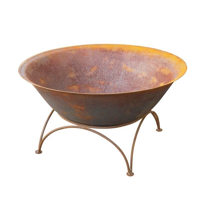 Wood Burning Corten Steel Large Round Durable Garden Firepit Outdoor Camping Rusted Fire Pit