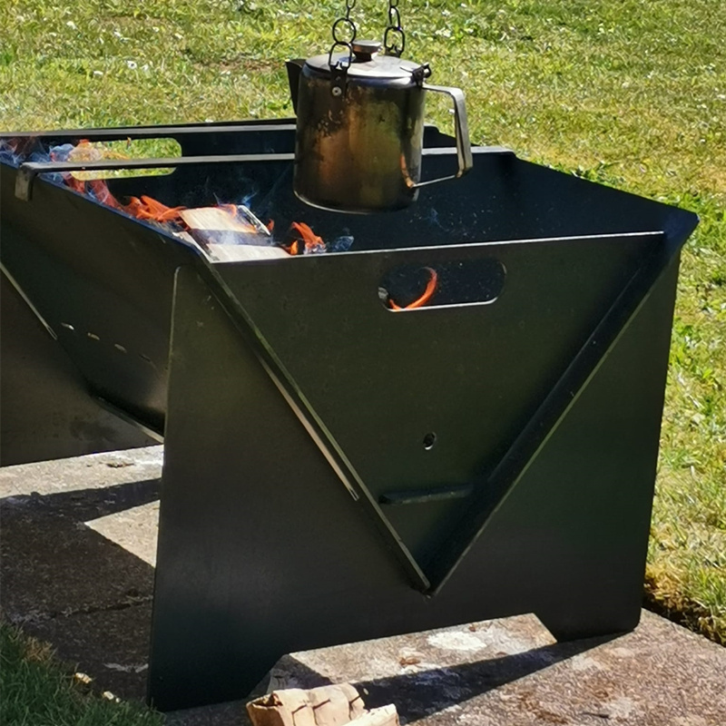 antique outdoor brazier patio  camping Wood Burning charcoal Corten Steel tall  chimney Fire pits