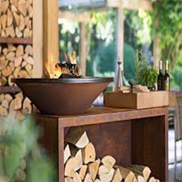 Outdoor BBQ Large Hanging Fire bowl Cauldron Fire Pit Corten steel Charcoal grill fire coffee table