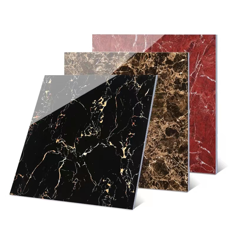 Decorative material black gold natural marble exterior fully polished glazed floor tile 60*60 living room and bedroom tile