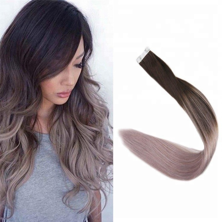 Factory cheap  price two tone color Pu tape hair cuticle aligned remy Indian  tape hair