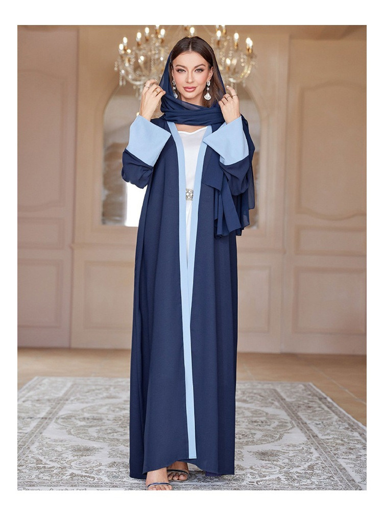 Luxury Chiffon Ladies Front Open Kimono Abaya Women Muslim Dress Et Hijab Modest Abaya With Head Scarf Set 2024