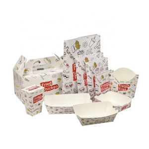 Custom Takeaway French Fries Chicken Hamburger Packaging Boxes Fast Food Paper Boxes Containers Disinfected Sanitary Paper Box