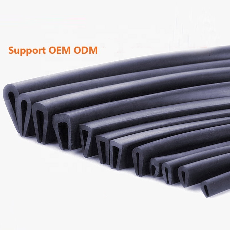 U shape black custom sliding panel window edge rubber epdm silicone flexible door bottom sealing strip