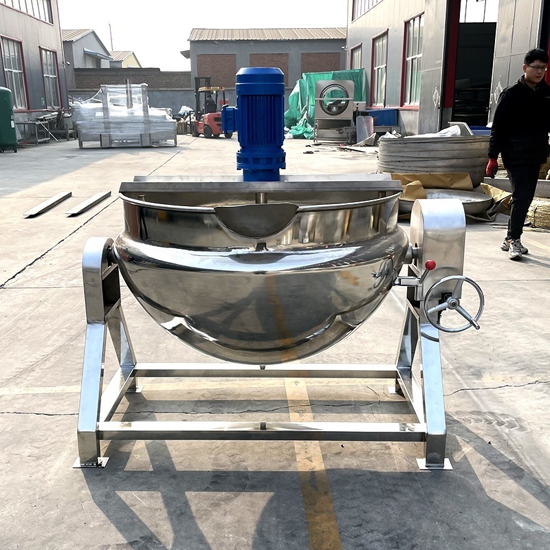 Industrial 100L Electric Steam Gas Sugar Syrup Boiler Machine Candy Cooking Pot Stirring Jacketed Kettle