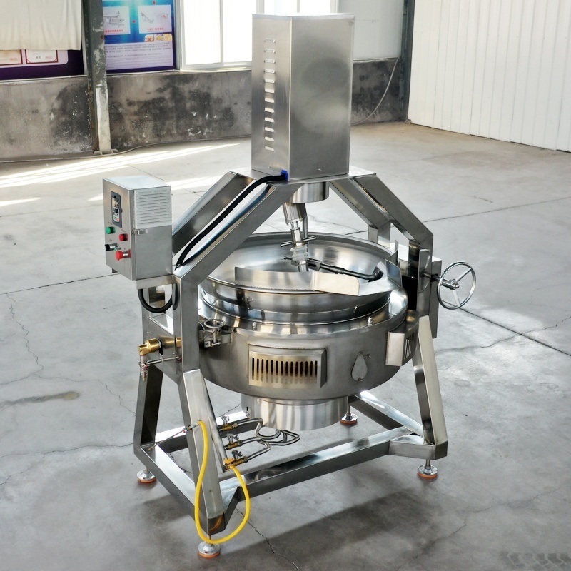 Industrial Jacket Gas Mixing Cooker Strawberry Jam Meat Sauce Automatic Tilting Pot Planetary Cooking Machine