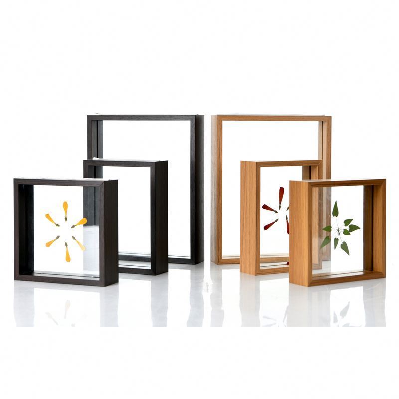 High Quality Fashion Display photo frame Double-sided glass Shadow Box specimen picture frame With MDF