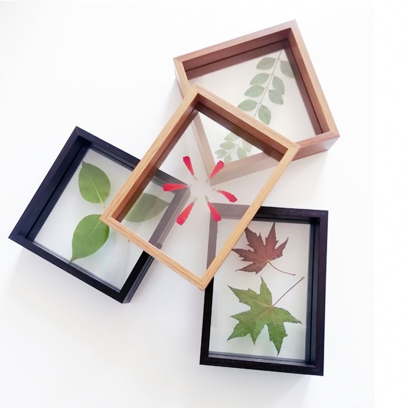 High Quality Fashion Display photo frame Double-sided glass Shadow Box specimen picture frame With MDF