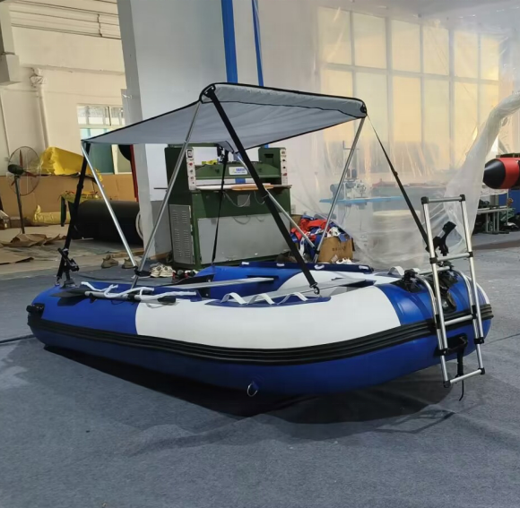 High Quality  3.6M 4 man PVC Inflatable Boat with sunshade and ladder