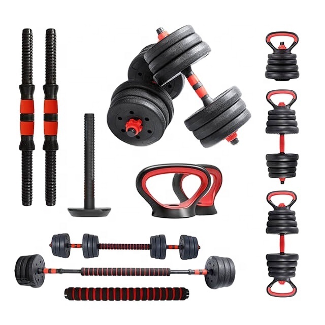 6 in 1 Fitness Gym Equipment Adjustable Cheap Home Exercise weight lifting training Barbell Kettlebell and dumbbells set