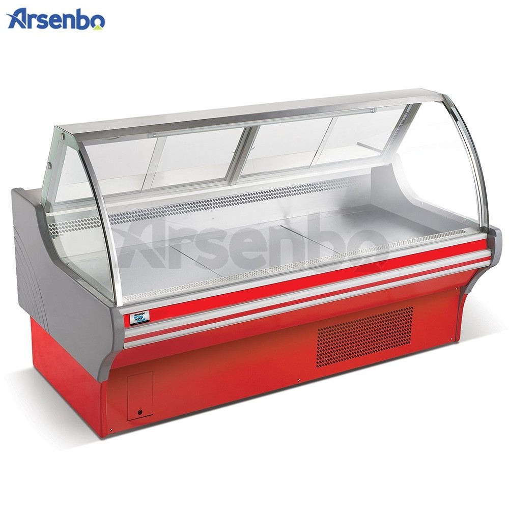 Front Lift Up Door Supermarket Refrigerated Deli Hot/Cold Food Display Cases With LED Light