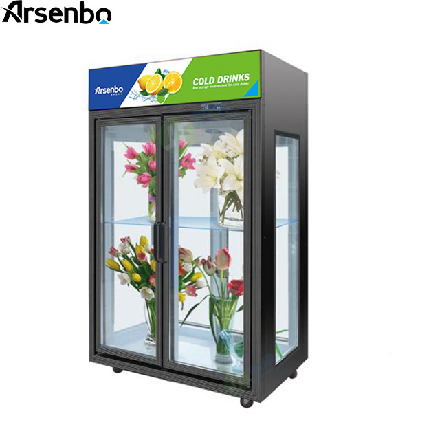 new style flower display fridge transparent  glass door commercial  display refrigerator