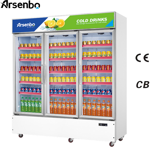 built-in compressor  2 glass door drink display refrigerator with automatic water evaporation function