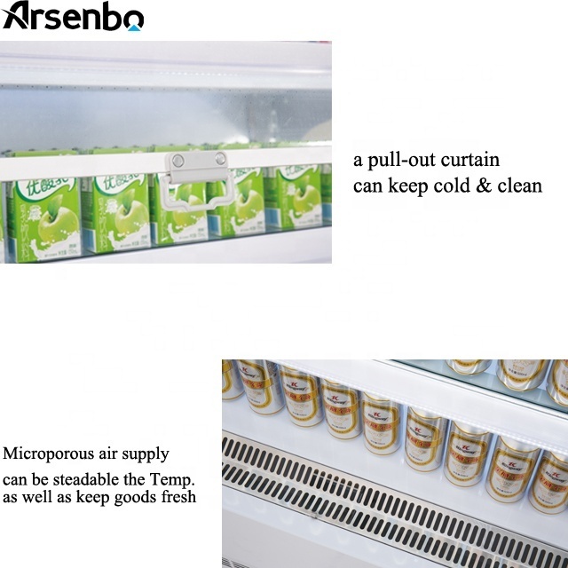 New style restaurant Supermarket open chiller milk fruit display air curtain refrigerator with high quality build-in compressor