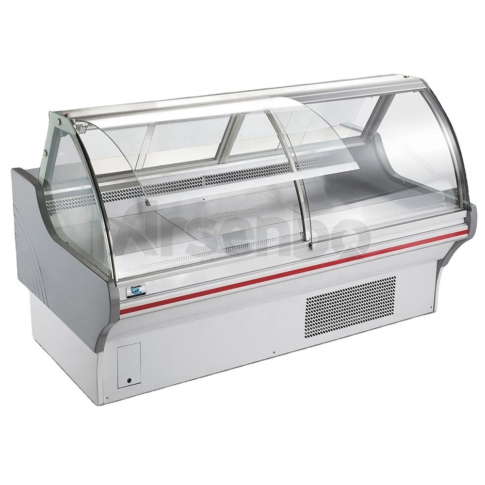 Front Lift Up Door Supermarket Refrigerated Deli Hot/Cold Food Display Cases With LED Light