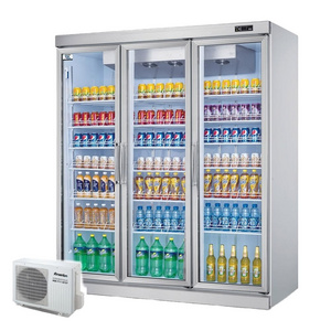 Arsenbo Commercial Cooling Flower Fruit Fridge  Beverage Display Refrigerator With 3 Glass Doors