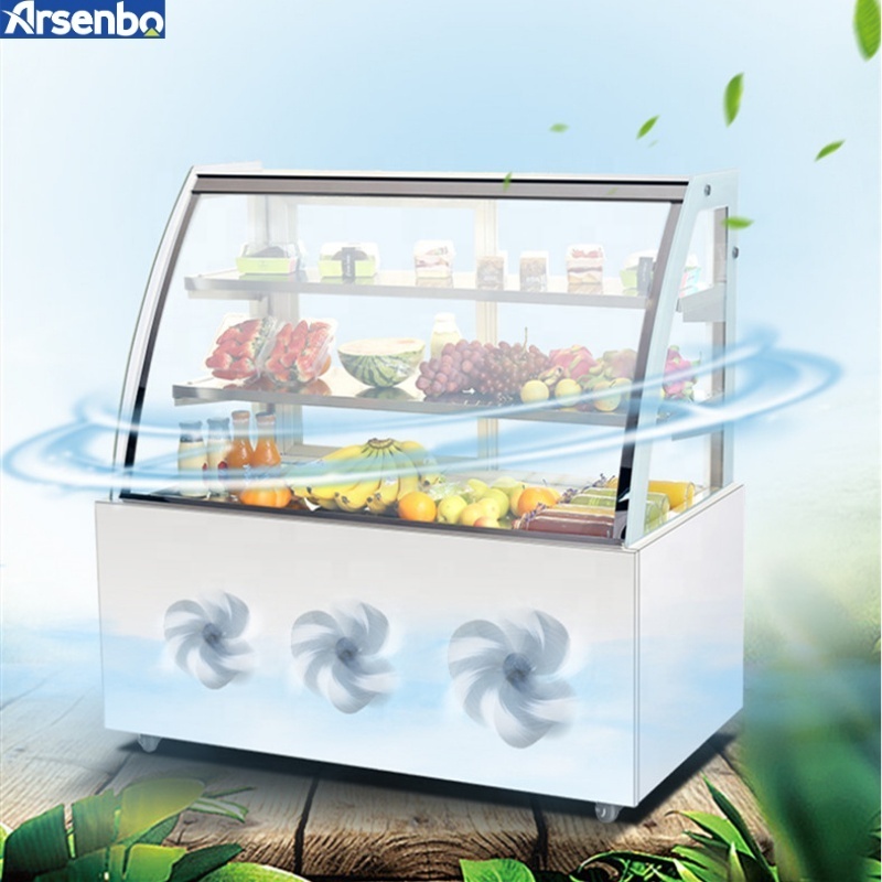 Arsenbo Economic Type Curved Glass Vertical Cake Display Refrigerator Pie Chiller Desert Showcase Cake Display Fridge