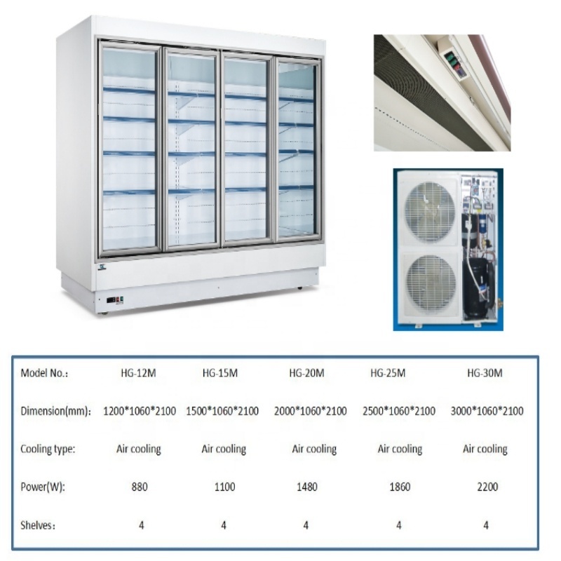 Arsenbo Supermarket Refrigerated Fruit Vegetable Display Open Chiller Fridge Showcase Multideck Refrigerator