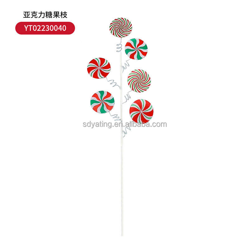 Christmas tree decor Acrylic candy picks new arrival candy series branches for Xmas tree ornaments