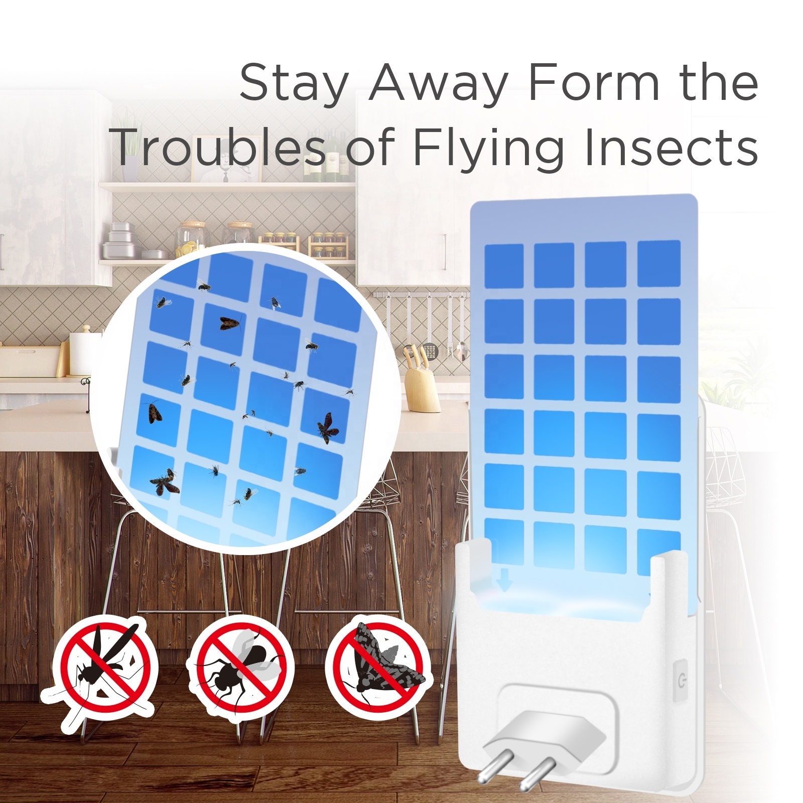 Bug Light Plug in Insect Killer Flying Insect Trap Plug-in Mosquito Killer Indoor Gnat Moth Catcher Fly Tapper