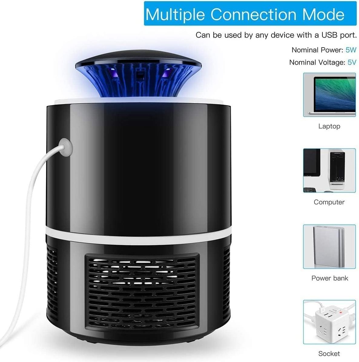 Bug Zapper Fruit Flies Trap Electric USB Mosquito Killer Lamp for Home