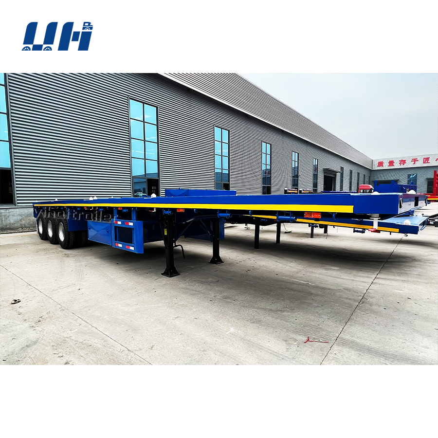 China 35 Ft Shipping Container Gooseneck Lowbed Low Flatbed Semi Trailer With Twist Lock