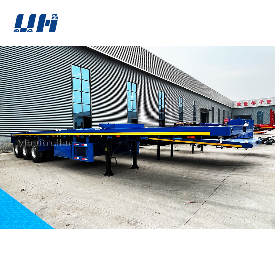 China 35 Ft Shipping Container Gooseneck Lowbed Low Flatbed Semi Trailer With Twist Lock