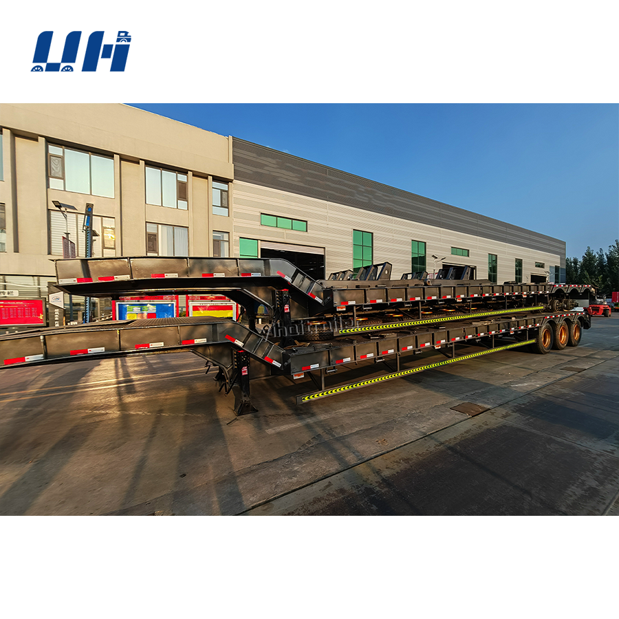 3/4/5/6/7 Axles 12 Tire Lowboy Lowbed Low Bed Truck Semi Trailer Factory Price 40tons 50 Tons 60tons 80tons Painting Steel,steel