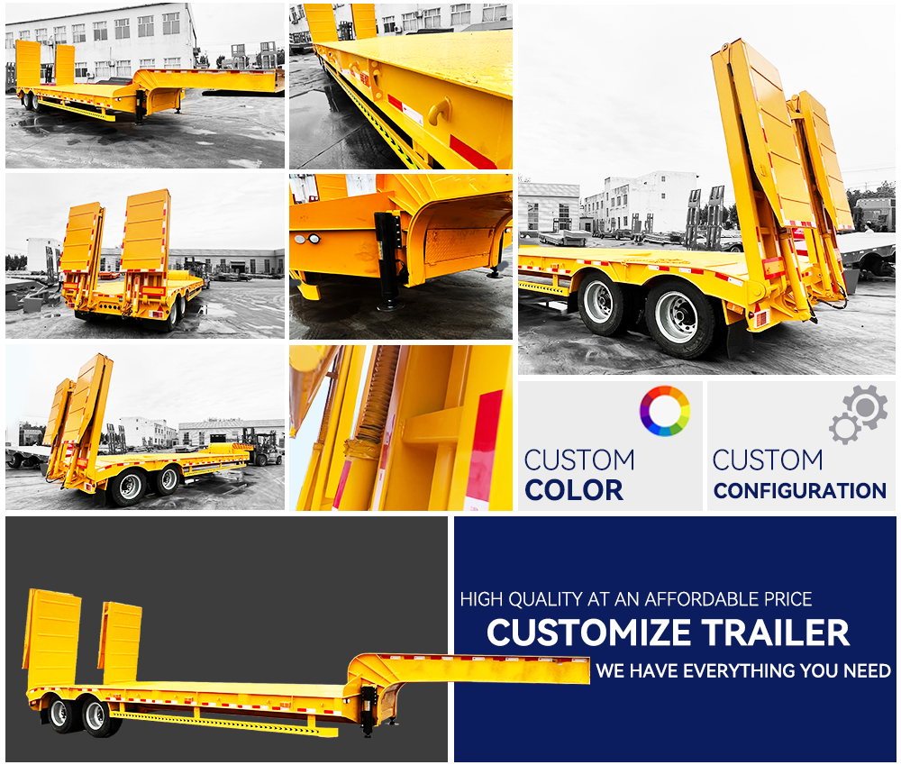 New YIHAI Gooseneck Trailers Factory Price 60 80 100 Tons 3 4 5 Axle Lowboy Low Bed Semi Truck Trailer