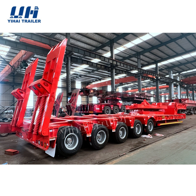 YIHAI 60tons Tire Exposed Structure Multi-axle Low-Bed Semi-Trailer 4 Axle 53 Feet Low Bed Trailer