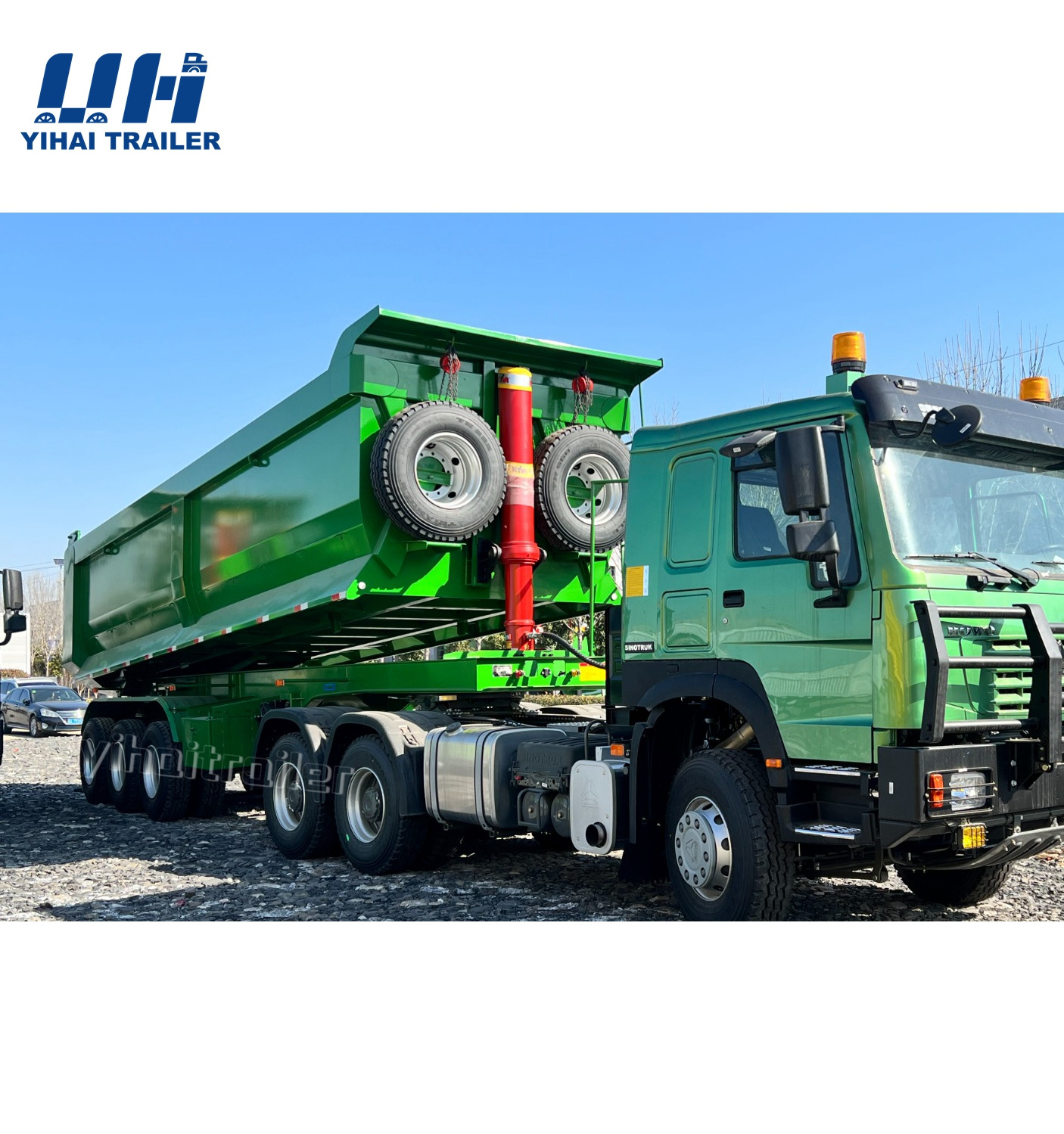 Heavy Duty 3 Axles 25cbm 30 40 50 Ton Tons Truck Trailers Sinotruck Trailer Tipping Used End Dump Truck for Sale