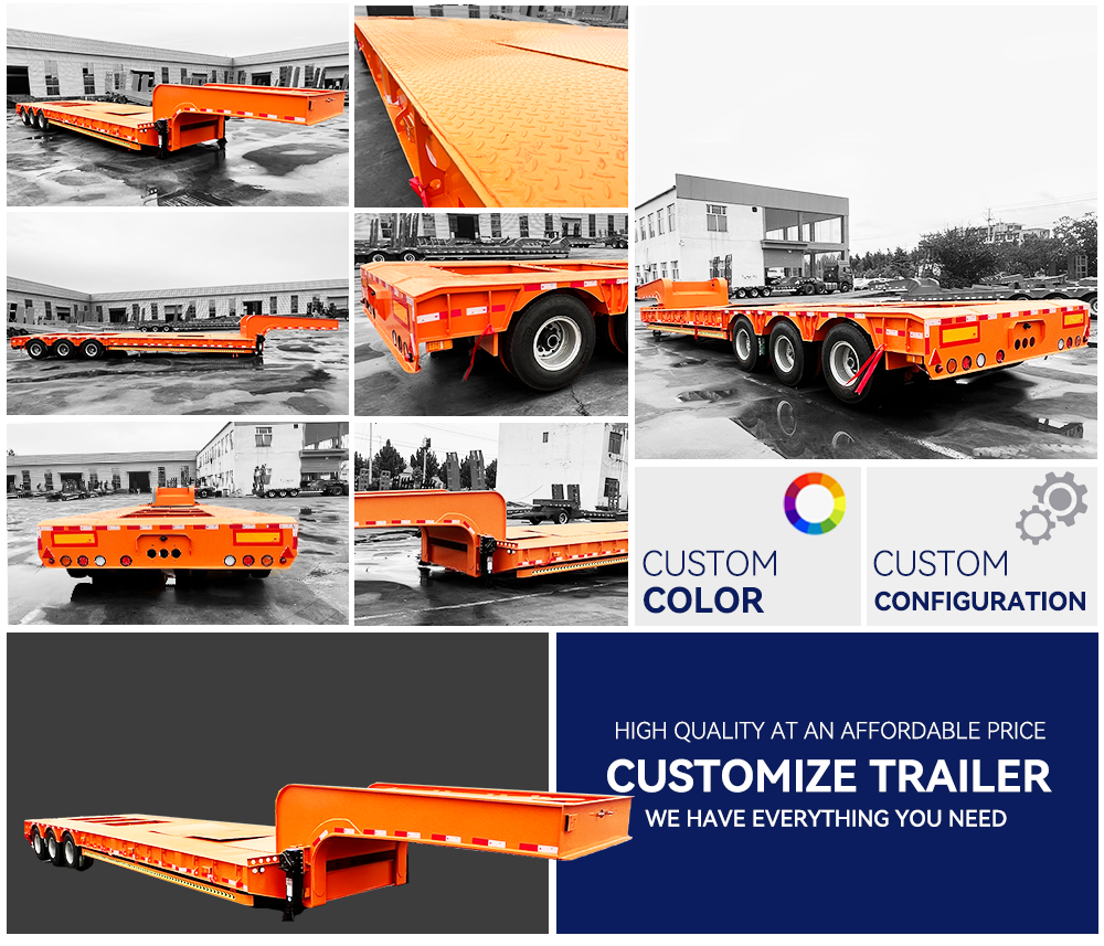 New YIHAI Gooseneck Trailers Factory Price 60 80 100 Tons 3 4 5 Axle Lowboy Low Bed Semi Truck Trailer