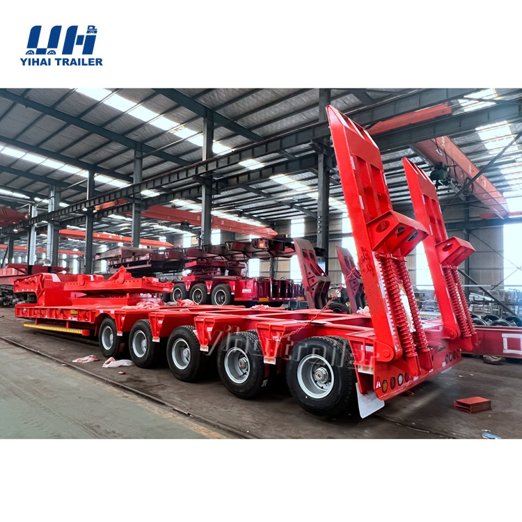 YIHAI 60tons Tire Exposed Structure Multi-axle Low-Bed Semi-Trailer 4 Axle 53 Feet Low Bed Trailer