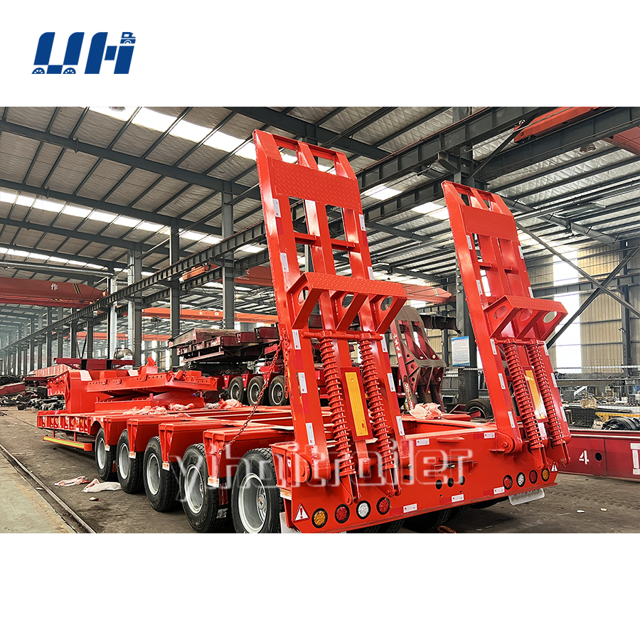 YIHAI 60tons Tire Exposed Structure Multi-axle Low-Bed Semi-Trailer 4 Axle 53 Feet Low Bed Trailer