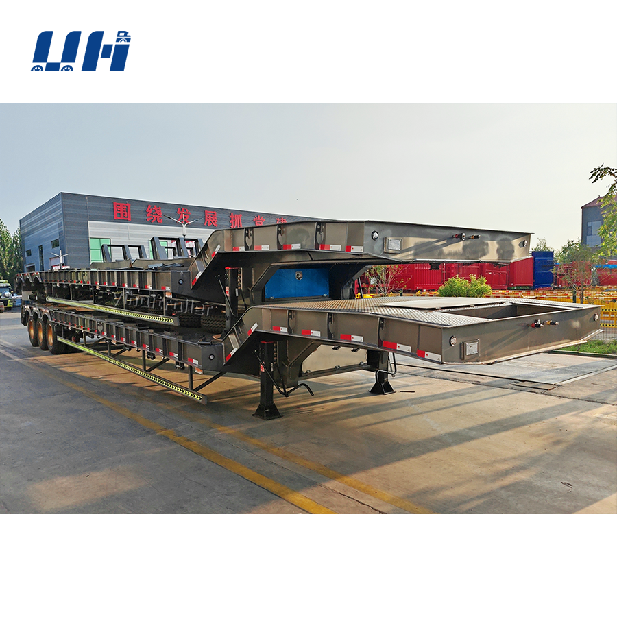 3/4/5/6/7 Axles 12 Tire Lowboy Lowbed Low Bed Truck Semi Trailer Factory Price 40tons 50 Tons 60tons 80tons Painting Steel,steel