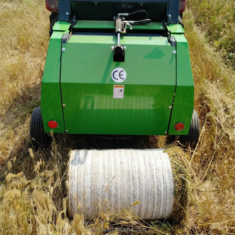 Tractor Mounted Pto Mini Round Hay Straw Baler Machine Round Baler Use Pallet Wrap Net Round Hay Baler