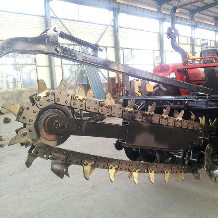 Farm Tractor 3 Point Hitch Trencher Machine Digging 15hp Diesel Power Chain Trencher Pipe Laying Deep Trencher